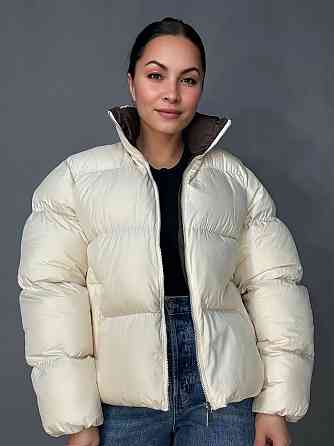 Куртка женская Fashion 3095 короткая пуффер воротник стойка молочная, молочний, M Киев