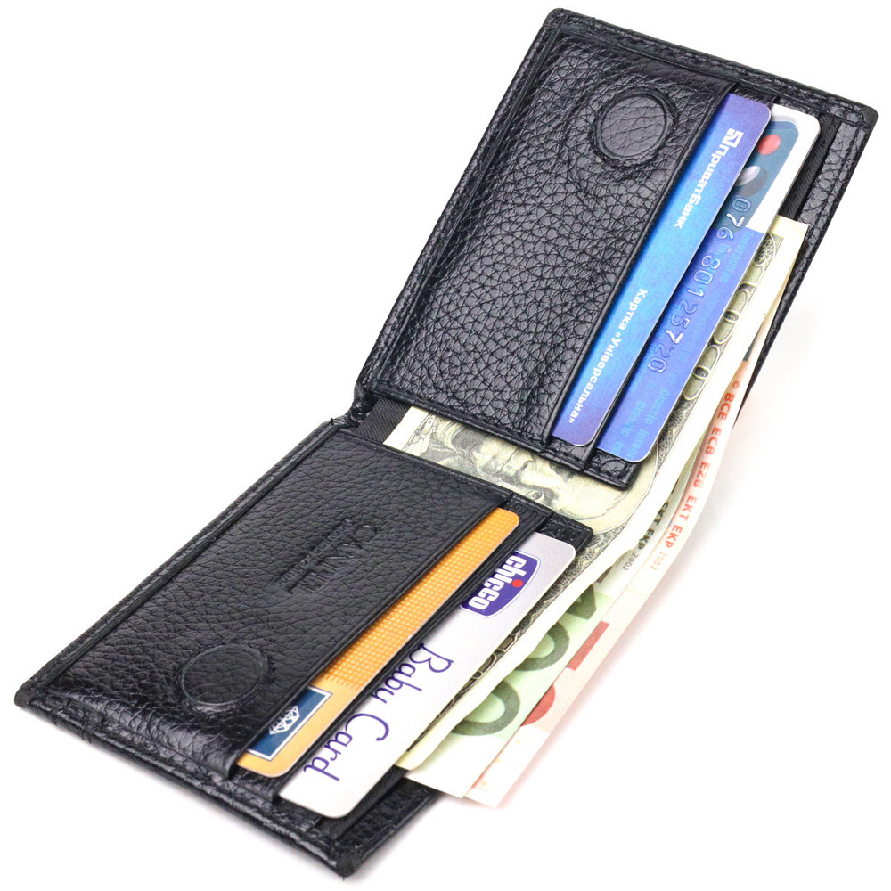 Практичный зажим из натуральной зернистой кожи CANPELLINI 21518 Черный Киев - изображение 7