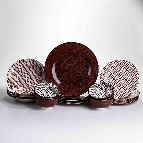 Столовий сервіз на 6 персон 24 предмети порцеляновий HP-HK-A10 Коричневий Коломия