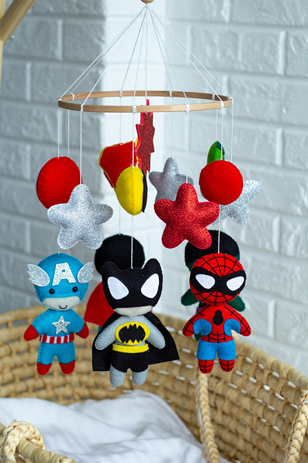 Дитячий музичний мобіль на ліжечко для немовлят WooolyWool «Супер-герої» з 35 мелодіями Київ - фото 9