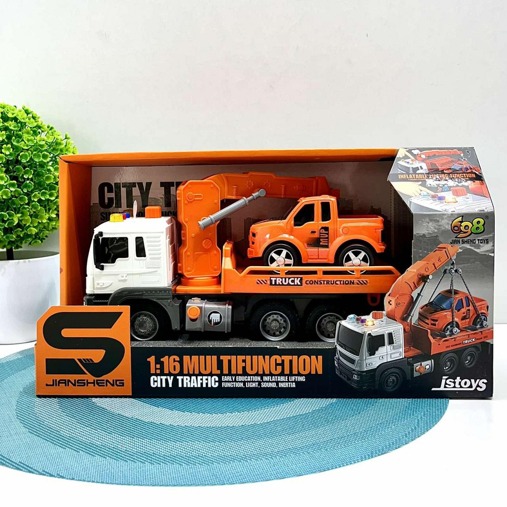 Евакуатор машинка світлові та звукові ефекти інерція машинка 27см Оранжевий (JS106AB) Чернігів - фото 10