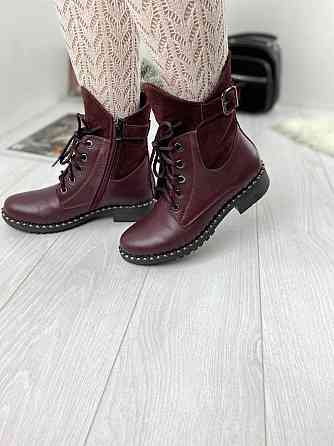 Injers Черевики жіночі INJERS бордові натуральна шкіра з хутром (висота 17см, підошва 3см, розм Коломыя