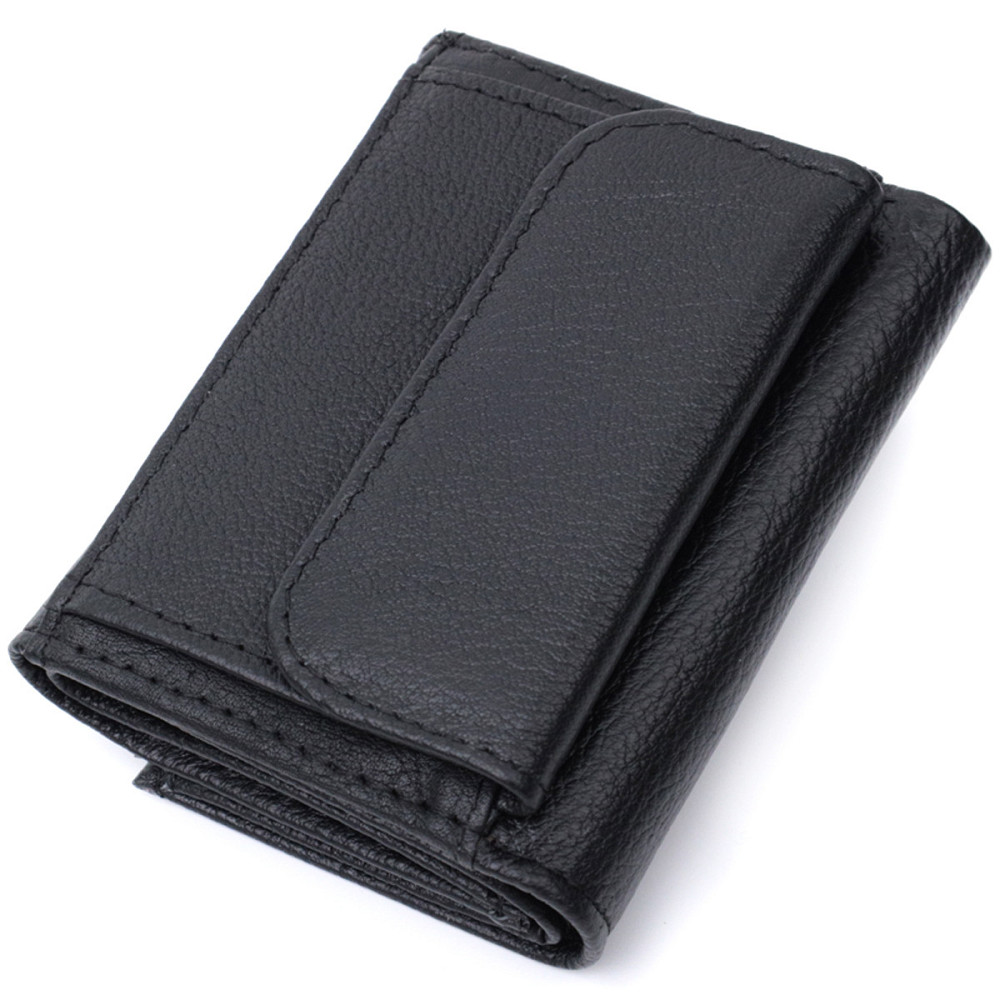Невелике жіноче шкіряне портмоне з монетницею, чорне (ST Leather) Київ - фото 20