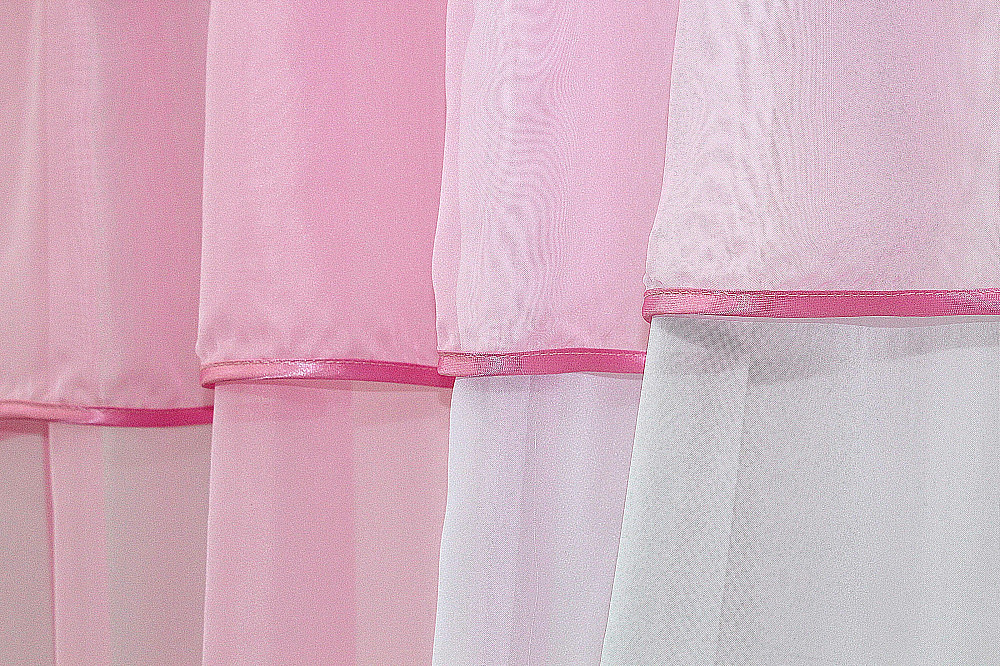 Кухонные шторы VR-Textil № 090к с ламбрекеном и подвязками розовый с белым 270х170 см (50-631) Киев - изображение 4