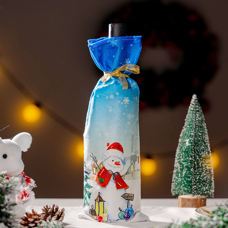 Новорічний чохол на пляшку Сніговик 25 на 13 см різнобарвний Київ - фото 9