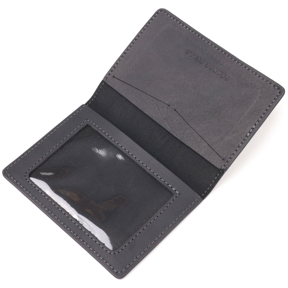 Обложка из винтажной кожи на военный билет Слава ЗСУ GRANDE PELLE 16750 Черная Киев - изображение 5