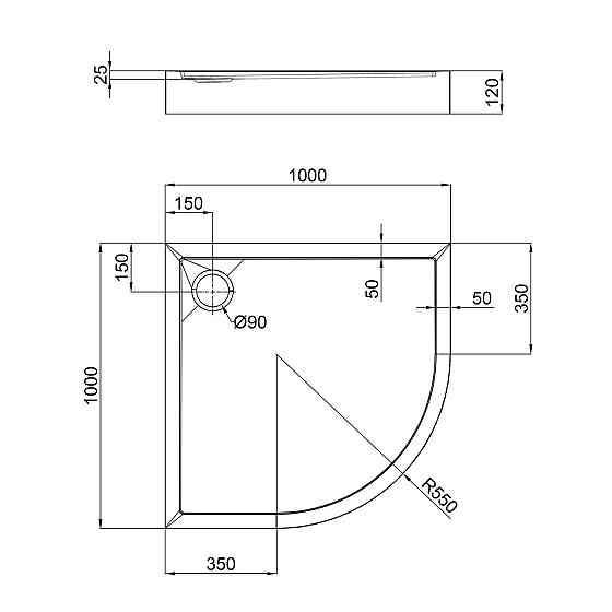 Душовий піддон Qtap Robin 301112 100x100x12 см + сифон Київ