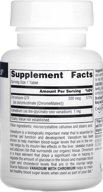 Ванадій з хромом Source Naturals Vanadium with Chromium 90 tabs Київ - фото 2