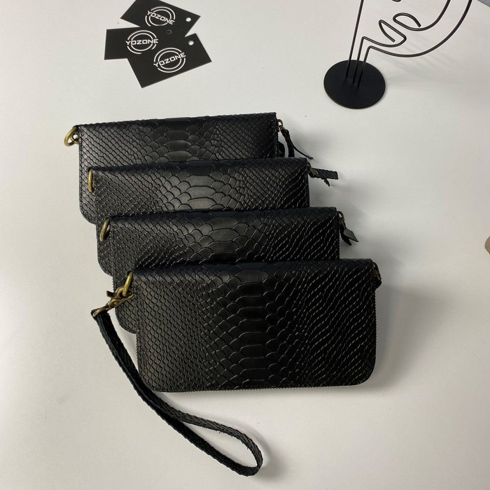 Шкіряний чоловічий гаманець, місткий клатч із відділеннями на блискавці, Crazy Horse, чорнийMasterSem Київ - фото 1