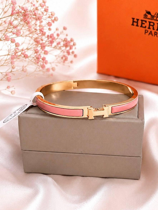 Браслет Hermes нежный розовый цвет / в позолоте 18К Одесса - изображение 12