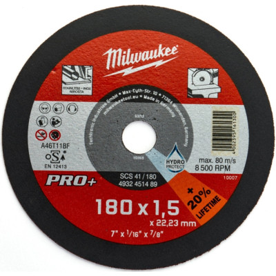 Круг отрезной Milwaukee по металлу, SCS41/180X1,5 PRO+, 180мм (4932451489) Винница - изображение 1