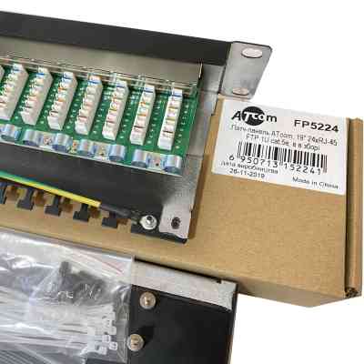 Патч-панель Atcom 19" 24 порта FTP 1U cat.5e with cable organizer (FP5224) Винница