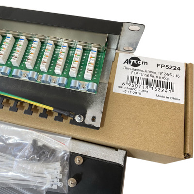 Патч-панель Atcom 19" 24 порта FTP 1U cat.5e with cable organizer (FP5224) Винница - изображение 2