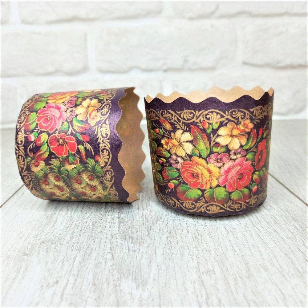 Паперова форма для пасок 70–100 г d70×h65 мм «Жостово», декоративна, 50 шт для випічки Харків - фото 5