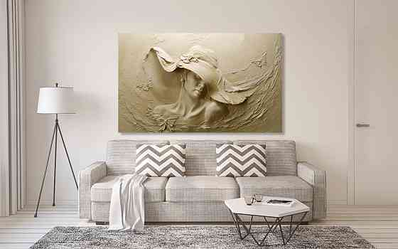 Картина полотно у вітальню / спальню   Дівчина в капелюсі   MLP_282 ( 60х30см ) 80х160см Київ