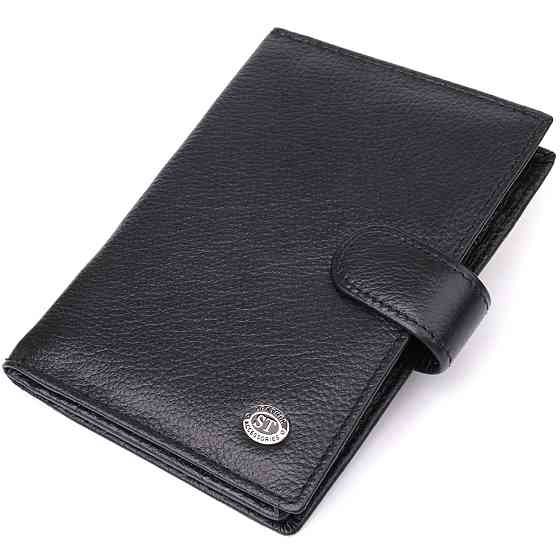 Містка обкладинка на документи унісекс з натуральної шкіри Чорний (ST Leather) Київ