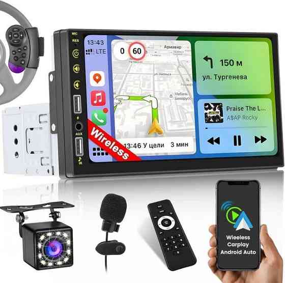 Автомагнітола 7″ Inefala 1DIN CarPlay Android Auto, Bluetooth, FM/RDS, USB, MirrorLink, AHD камерою, SWC, пультом CANBUS Київ