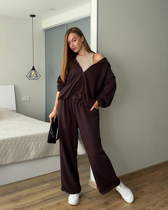 Женский прогулочный костюм двойка: кофта и штаны трехнить петля 100% хлопок Одесса - изображение 1