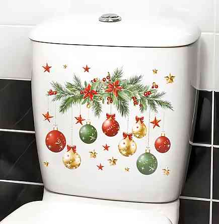 Різдвяна наклейка Новорічні кульки 23 на 29 см білий Київ