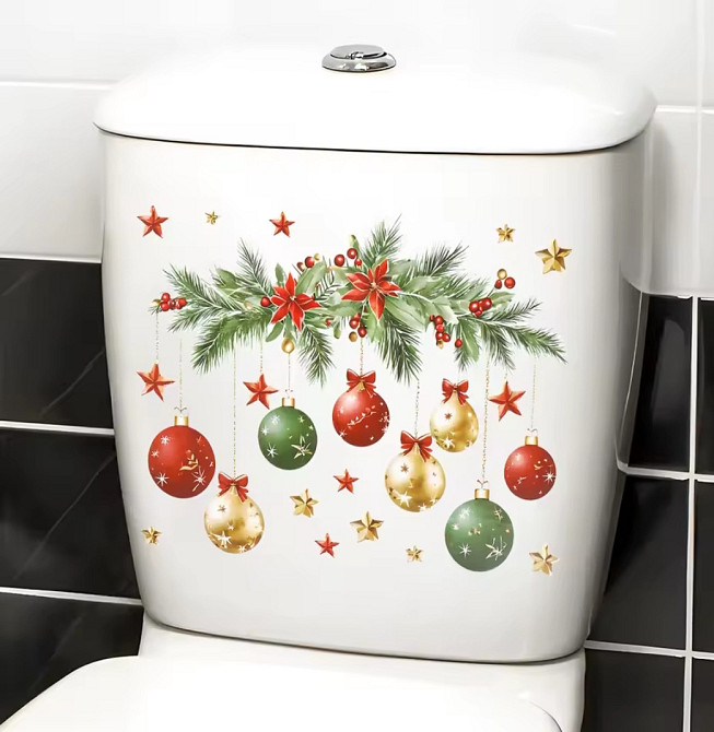 Різдвяна наклейка Новорічні кульки 23 на 29 см білий Київ - фото 1