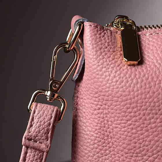 Красива жіноча сумка-клатч з двома ременями з натуральної шкіри Рожева (Vintage) Київ