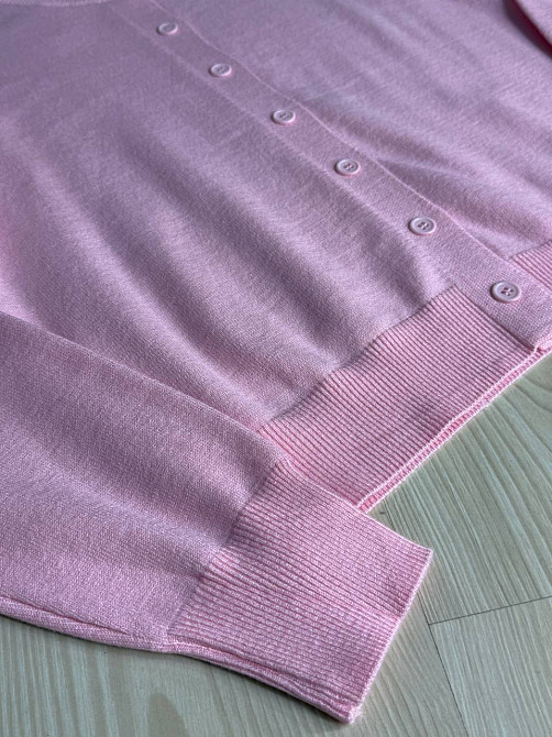 Кардиган жіночий Fancy Matinee 1527 на ґудзиках з контрастним коміром, рожевий, one size Київ - фото 16