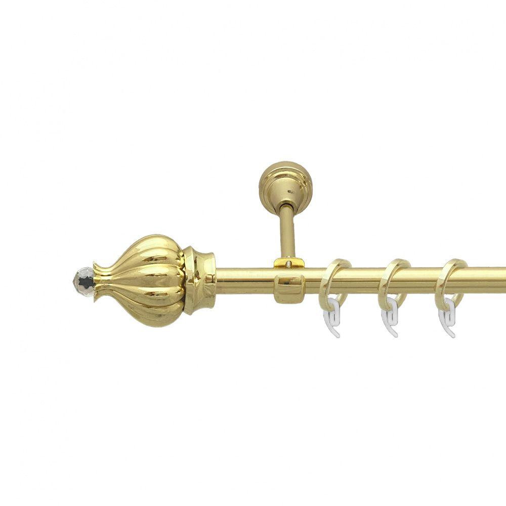 Карниз Orvit Твісто металевий однорядний відкритий гладка труба кільце фасонне металеве  Золото 16 мм 200 см (7751945) Львів - фото 1