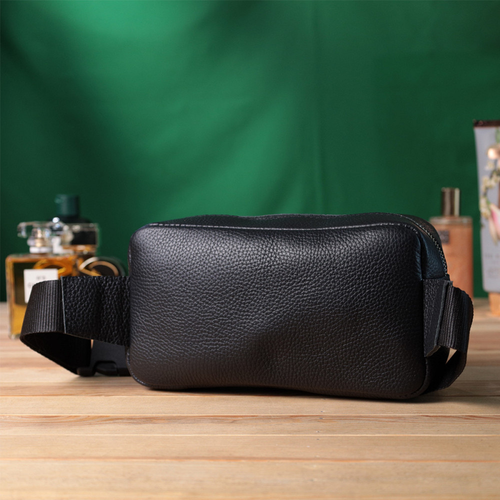 Чоловіча сумка-бананка з натуральної шкіри флотар Shvigel 22826 Чорна Київ - фото 10