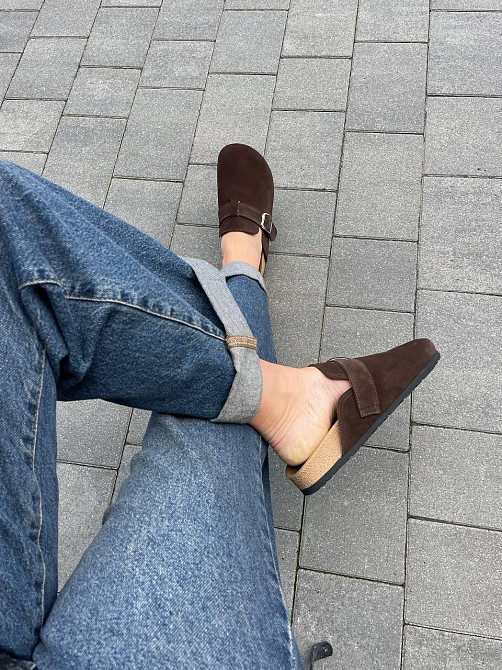 SEE SEVEN Стильні шльопанці жіночі замшеві із закритим носком шоколадні SEE SEVEN 1611 Коломыя - изображение 8