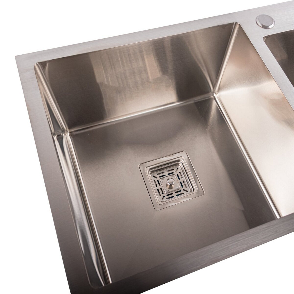 PLATINUM Кухонна мийка Platinum Handmade HDB 780х430х230 на дві чаші (квадратний сифон,3.0/1.0) Коломыя - изображение 3