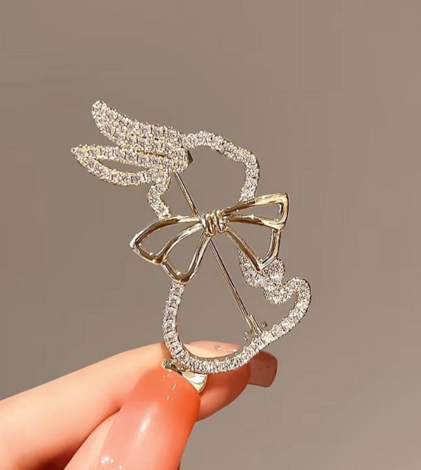 Брошь зайчик со стразами и бантиком декоративное украшение на одежду Киев - изображение 3