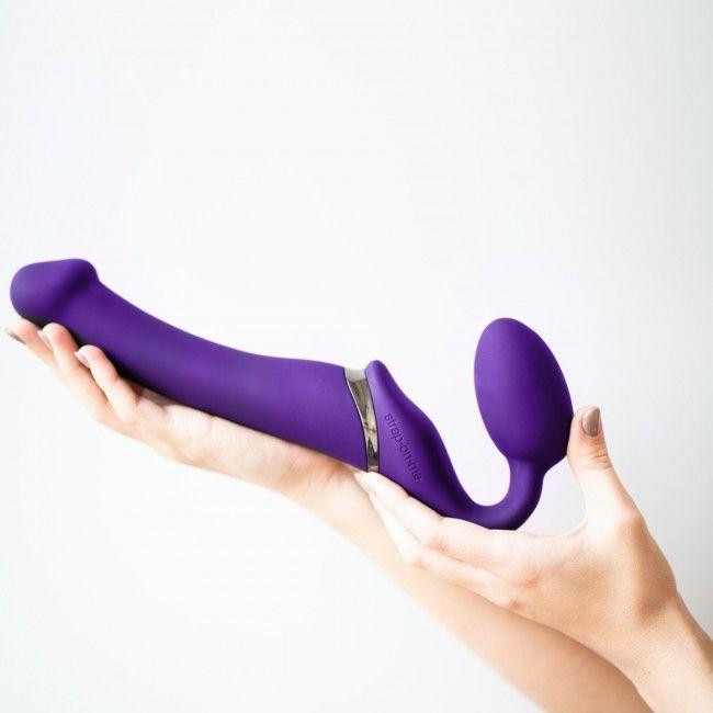 Безремінний страпон з вібрацією Strap-On-Me Vibrating Violet M, діаметр 3,8 см, пульт ДК, регульований Sex Aura Київ - фото 7