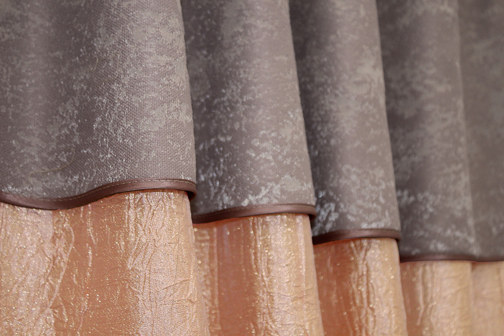 Кухонные шторы VR-Textil № 073к с ламбрекеном и подхватами персиковый с пудровым 260х170 см (52-0090) Киев - изображение 5