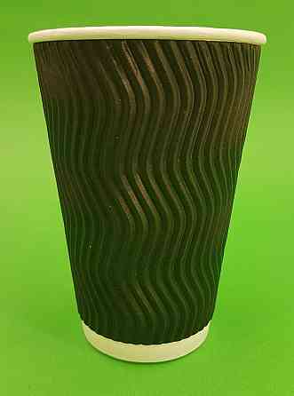 Стакан гофрований 400мл Чорний (15 шт) Харків