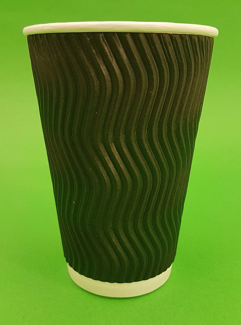 Стакан гофрований 400мл Чорний (15 шт) Харків - фото 1