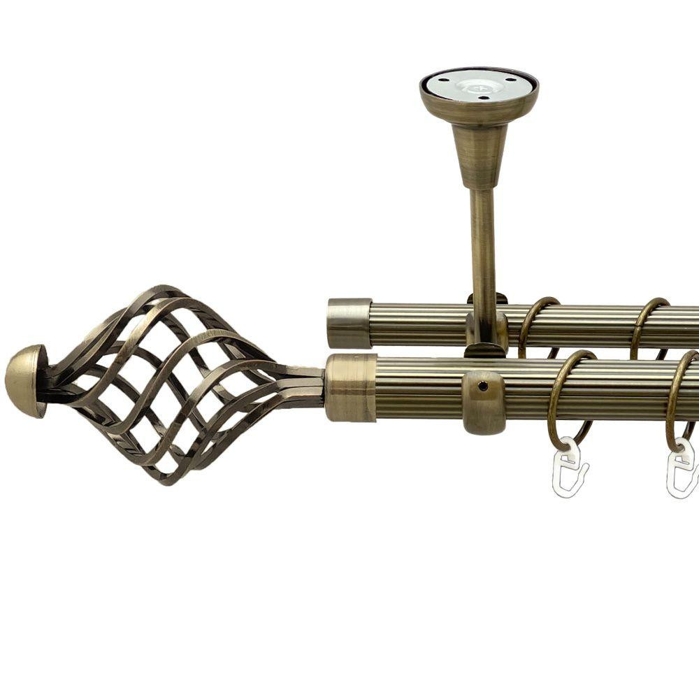 Карниз Orvit Арезо металевий дворядний відкритий до стелі рифлена труба кільце металеве Антик 25\19 мм 160 см (00-00018817) Львів - фото 1