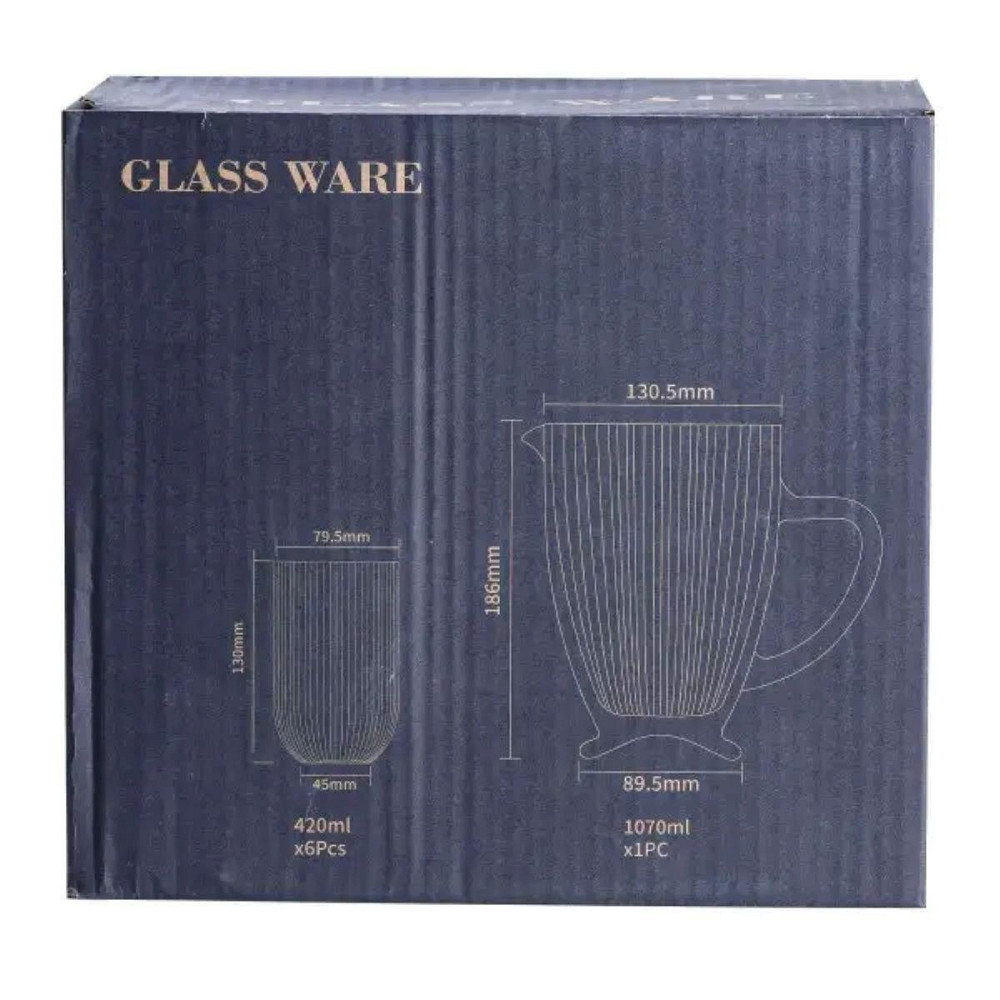 Набор стеклянный кувшин и 6 стаканов  прозрачный HP535 Киев - изображение 4