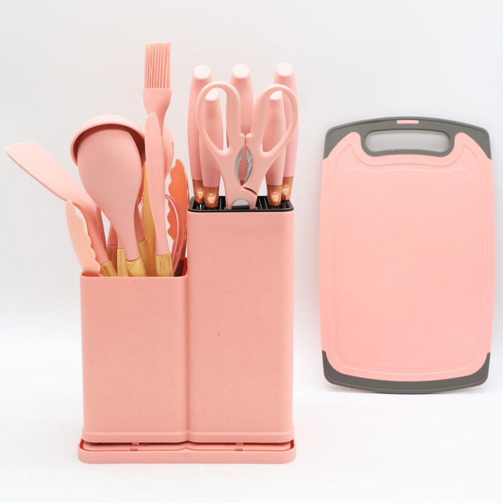 Набір кухонних речей, 19 предметів Kitchen Set, Рожевий / Силіконовий набір для кухні / Кухонний набір Київ - фото 3