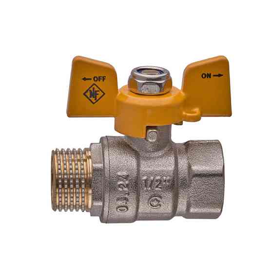 Кран кульовий Nolf classic NFC.722-06-1/2" FM ГШМ YELLOW, ручка "метелик" жовта (NF3129) Київ