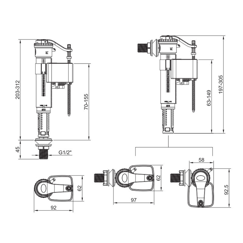 Комплект арматури: KOER KT-0304-1/2" НАПОВНЮВАЛЬНА з УНІВЕРСАЛЬНИМ підведенням + Холдер для освіжаючих пігулок для унітазу, Київ - фото 6