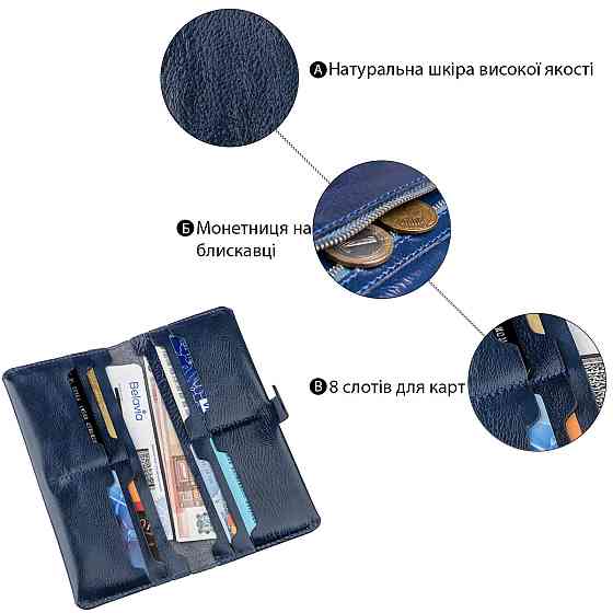 Гаманець унісекс зі шкіри Алькор SHVIGEL 16201 Синій Київ