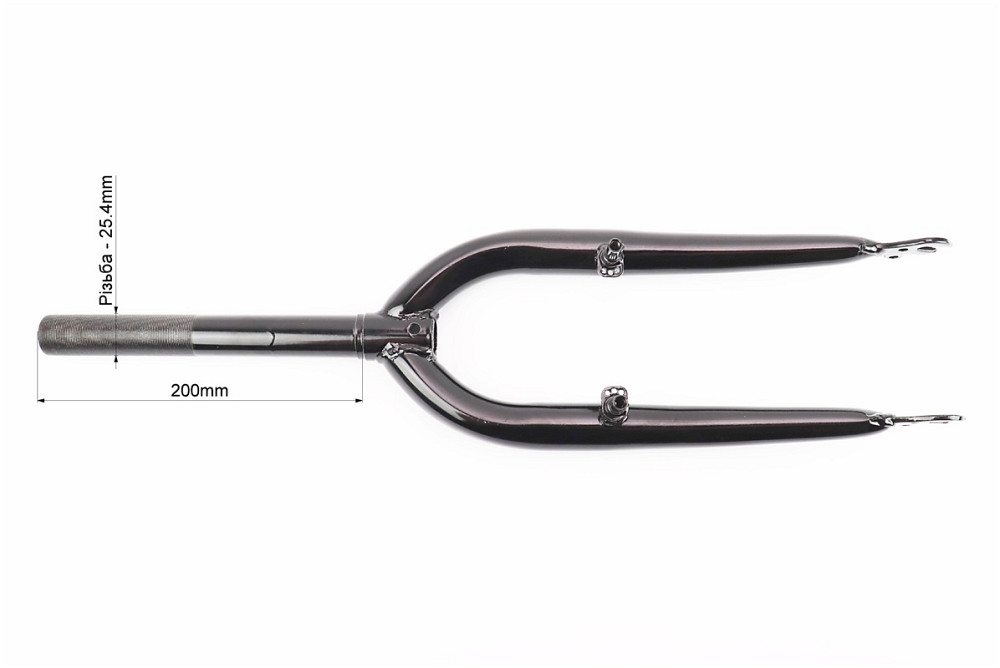 Вилка 20" з різьбою 1" (25,4мм), шток 200мм, V-brake, чорна Київ - фото 3