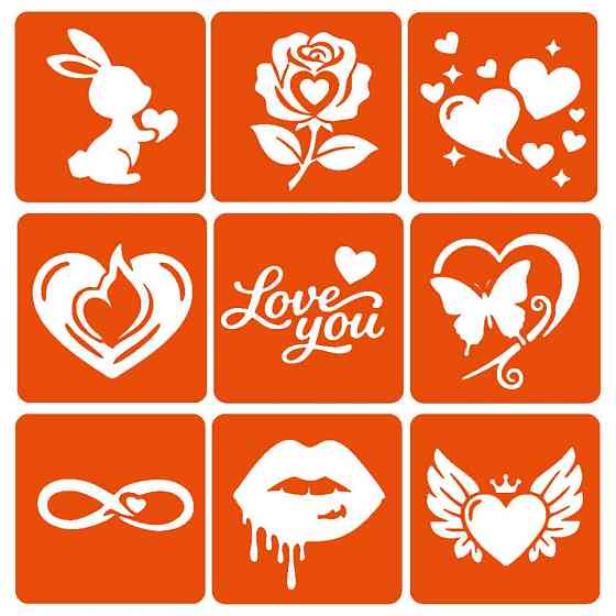 Набір хни з трафаретами для біо-тату №8 henna-set-08, 9 трафаретів Вінниця