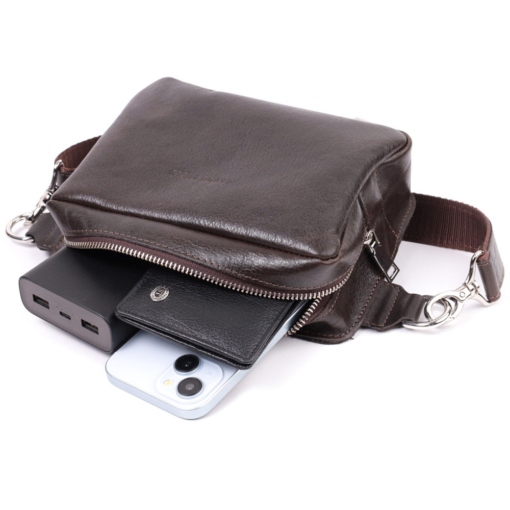 Прямоугольная сумка бананка из качественной натуральной кожи GRANDE PELLE 22575 Коричневый Киев - изображение 5