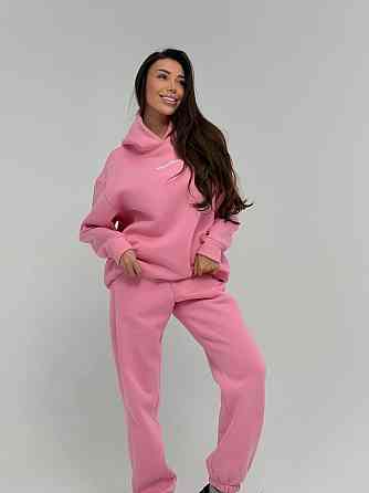 Жіночий стильний спортивний костюм-двійка: худі + штани, тринитка Пен'є на флісі турція Рожевий, 42/44 Одеса