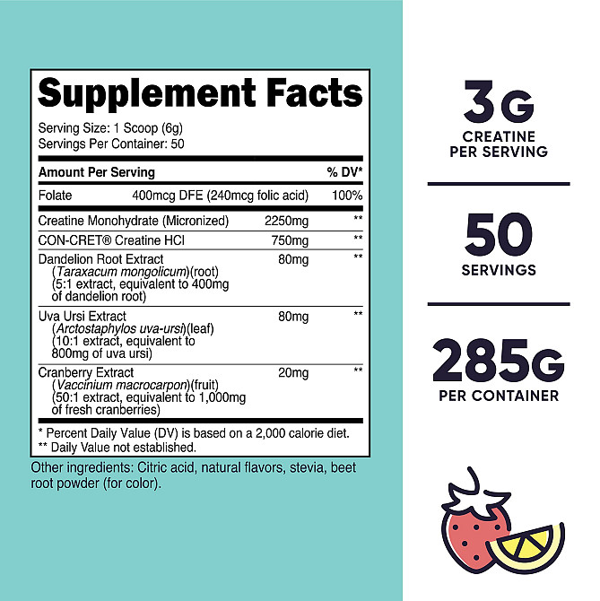 Креатин для жінок Nutricost Creatine Powder for Women 285 g (Strawberry Lemonade) Луцьк - фото 3