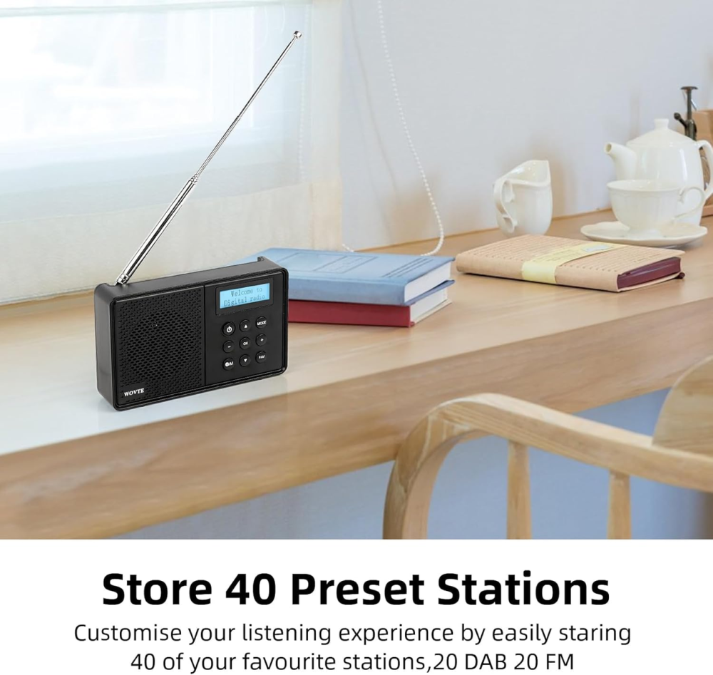 Портативний цифровий радіоприймач WOVTE DAB/DAB+/FM з Bluetooth акумуляторний кишеньковий міні приймач Чорний Київ - фото 5