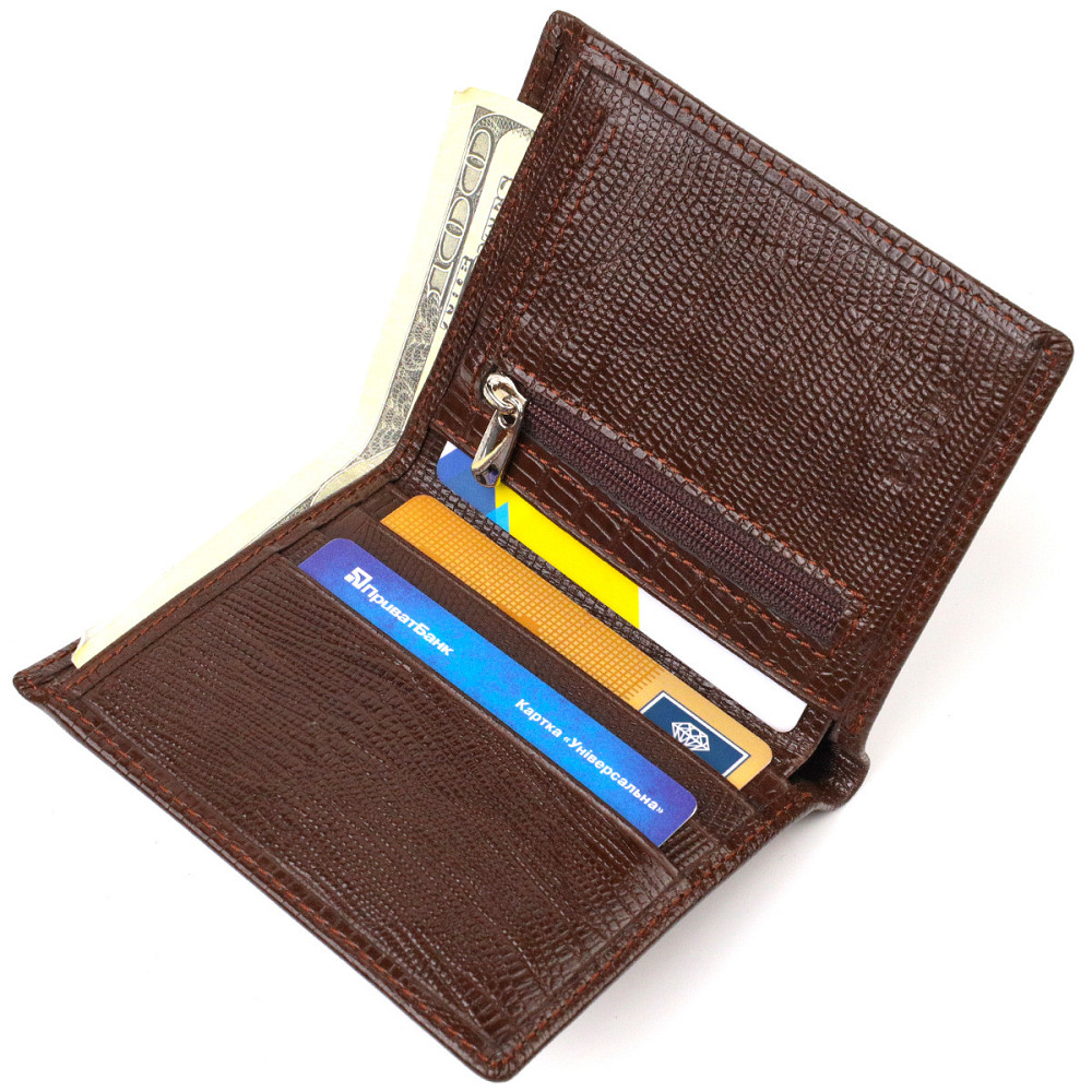 Фактурный кошелек для мужчин из натуральной кожи с тиснением CANPELLINI 21927 Коричневый Киев - изображение 6