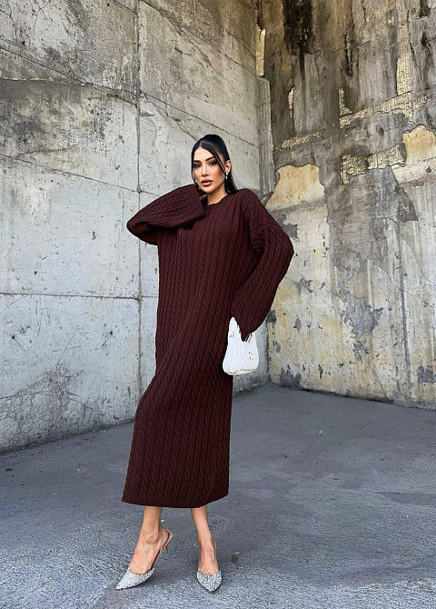 Жіноча тепла сукня міді вільного крою машина вʼязка Одеса - фото 3