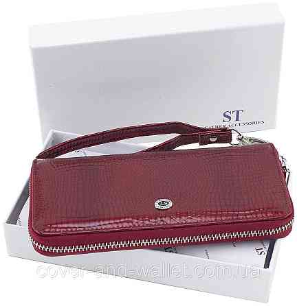 Красный лаковый женский кошелек на молнии из кожи ST Leather S4001A Киев